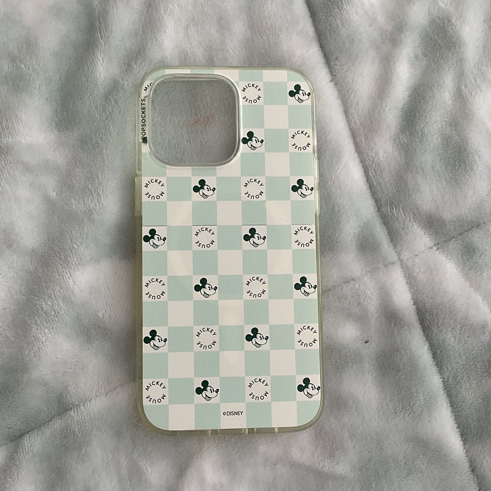 Disney PopSocket Mickey Mouse Checkered Phone 15 Pro Max Case - Light Green